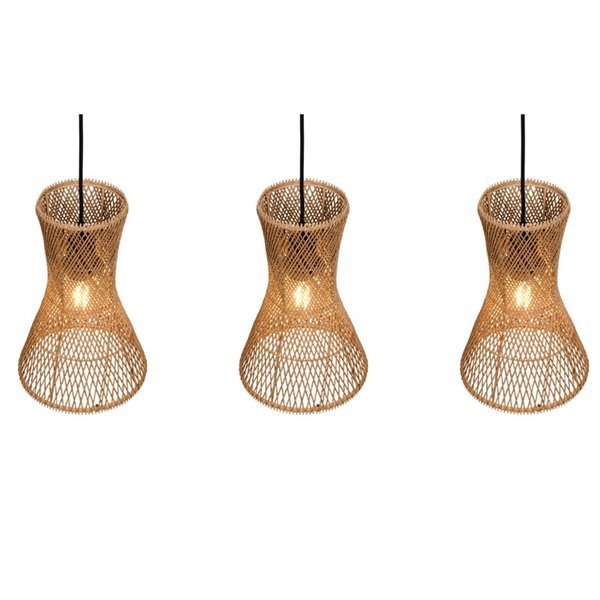 Luminária de teto BIJOU com 3 cúpulas de papel trançado e altura ajustável Lâmpada excl. 3x E27 máx. 10 W IP20