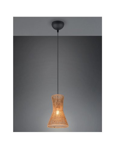 Luminária de teto BIJOU com 1 lâmpada de cúpula de papel trançado com altura ajustável, excl. 1x E27 máx. 10 W IP20