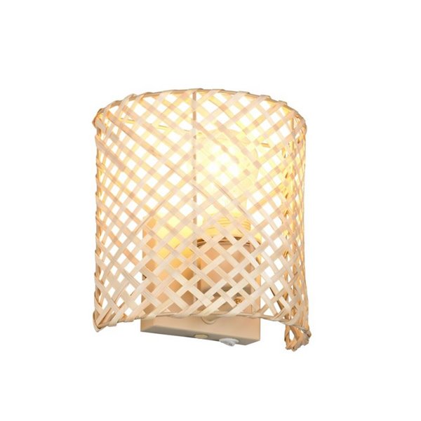 Applique murale en bambou BINA avec interrupteur inclus Ampoule hors TVA. 1x E27 max. 25 W IP20