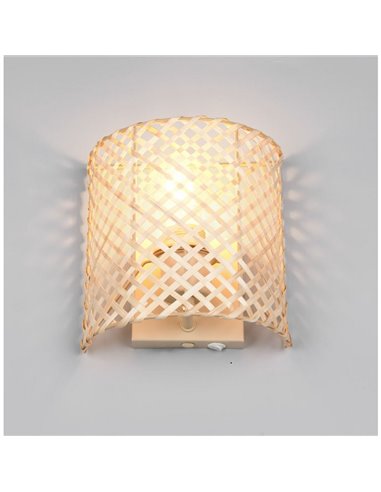 Luminária de parede de bambu BINA com interruptor incluso lâmpada excl. 1x E27 máx. 25 W IP20