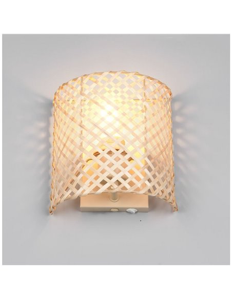 Luminária de parede de bambu BINA com interruptor incluso lâmpada excl. 1x E27 máx. 25 W IP20