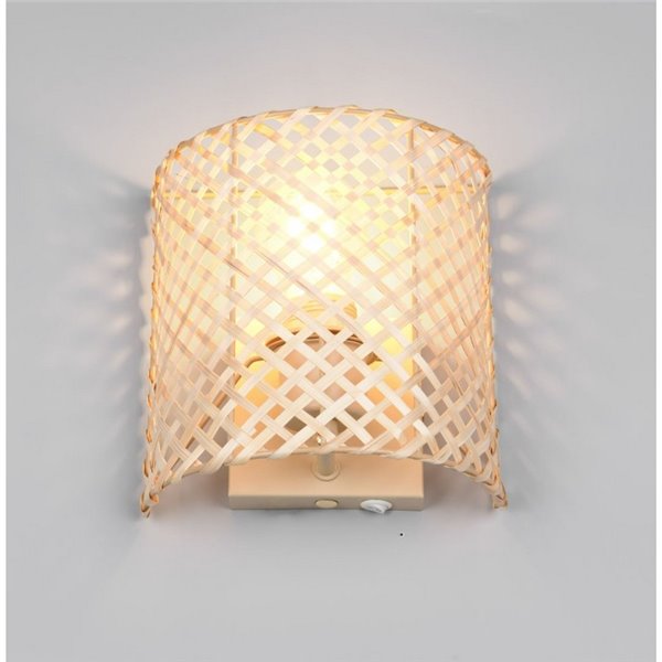 Applique murale en bambou BINA avec interrupteur inclus Ampoule hors TVA. 1x E27 max. 25 W IP20
