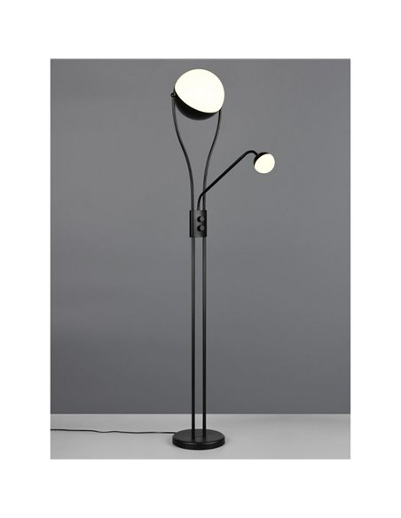 Lámpara de pie Brazo ajustable LED CHRIS con 2 Interruptores Regulable 18W/3,8W 3000K IP20 Negro
