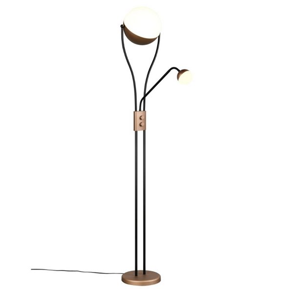 Lampadaire LED CHRIS avec bras réglable et 2 interrupteurs 18W/3,8W 3000K IP20 Marron