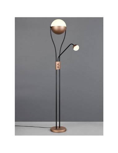 Lámpara de pie LED CHRIS con Brazo Ajustable y 2 Interruptores 18W/3,8W 3000K IP20 Marrón