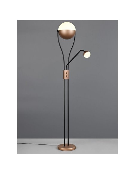 Lámpara de pie LED CHRIS con Brazo Ajustable y 2 Interruptores 18W/3,8W 3000K IP20 Marrón