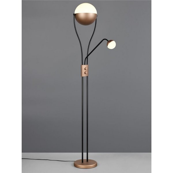 Lámpara de pie LED CHRIS con Brazo Ajustable y 2 Interruptores 18W/3,8W 3000K IP20 Marrón