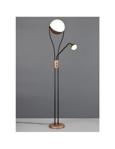 Lámpara de pie LED CHRIS con Brazo Ajustable y 2 Interruptores 18W/3,8W 3000K IP20 Marrón