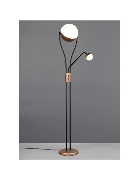 Lámpara de pie LED CHRIS con Brazo Ajustable y 2 Interruptores 18W/3,8W 3000K IP20 Marrón