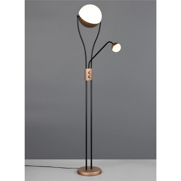 Lámpara de pie LED CHRIS con Brazo Ajustable y 2 Interruptores 18W/3,8W 3000K IP20 Marrón