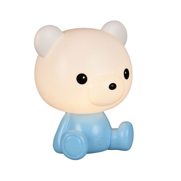 Lámpara LED Osito infantil para mesita de noche CUTIE con Interruptor y Carga USB 3W 3000K Azul