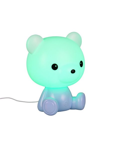 Lámpara LED Osito infantil para mesita de noche CUTIE con Interruptor y Carga USB 3W 3000K Azul