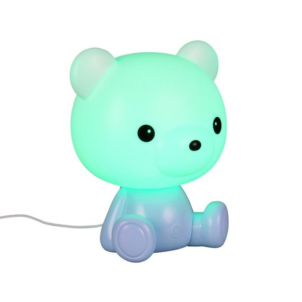 Lámpara LED Osito infantil para mesita de noche CUTIE con Interruptor y Carga USB 3W 3000K Azul