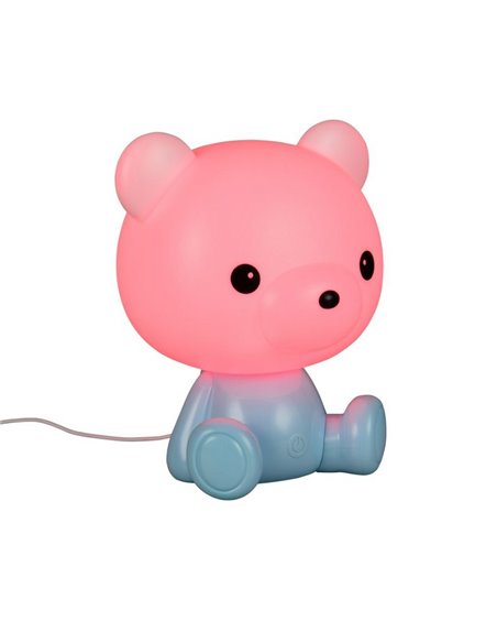 Lámpara LED Osito infantil para mesita de noche CUTIE con Interruptor y Carga USB 3W 3000K Azul