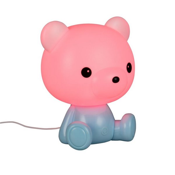 Lámpara LED Osito infantil para mesita de noche CUTIE con Interruptor y Carga USB 3W 3000K Azul
