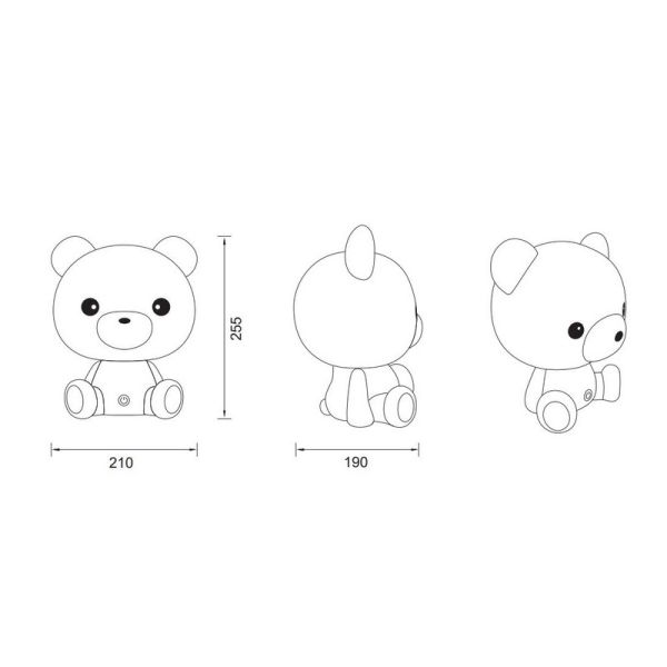 Lámpara LED Osito infantil para mesita de noche CUTIE con Interruptor y Carga USB 3W 3000K Azul