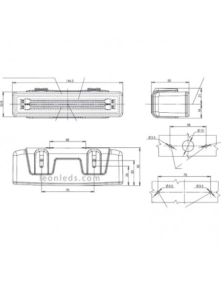 Luz diurna LED 12/24V de Was homologado con soporte de sujección | LeonLeds