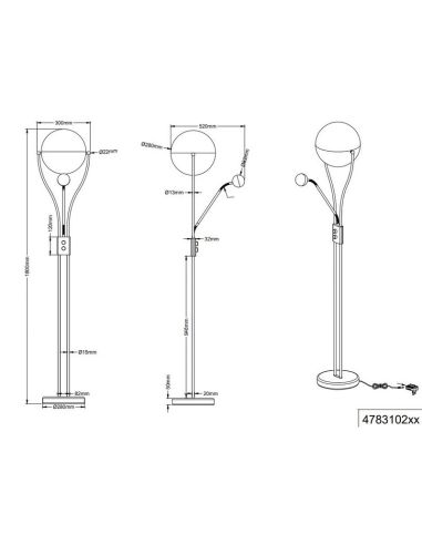 Lámpara de pie LED CHRIS con Brazo Ajustable y 2 Interruptores 18W/3,8W 3000K IP20 Marrón