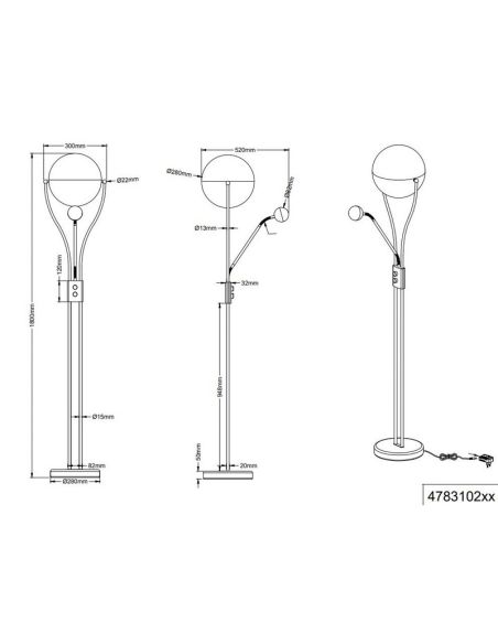 Lámpara de pie LED CHRIS con Brazo Ajustable y 2 Interruptores 18W/3,8W 3000K IP20 Marrón