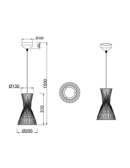 Lámpara de Techo BIJOU 1 Pantalla de Papel Trenzado y Altura ajustable Bombilla excl. 1x E27 max. 10W IP20