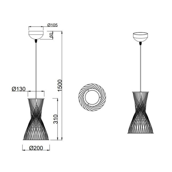 Lámpara de Techo BIJOU 1 Pantalla de Papel Trenzado y Altura ajustable Bombilla excl. 1x E27 max. 10W IP20