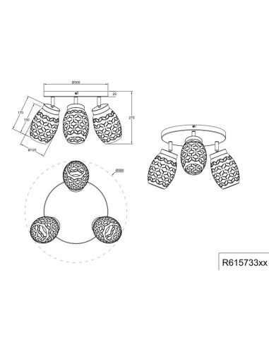 Ampoules de plafond à 3 spots en...