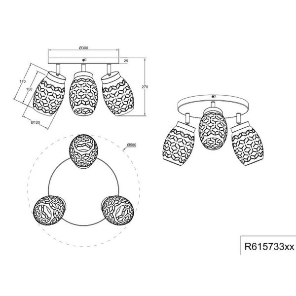 Ampoules de plafond à 3 spots en...