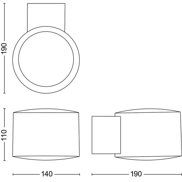 Aplique LED de acero inoxidable de exterior OTIS, ultraeficiente, 4.3W 800Lm, 2700K