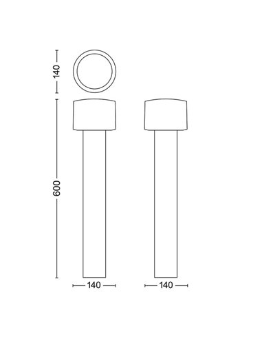 Baliza LED de acero inoxidable OTIS, ultraeficiente 4,3W 800Lm, 2700K