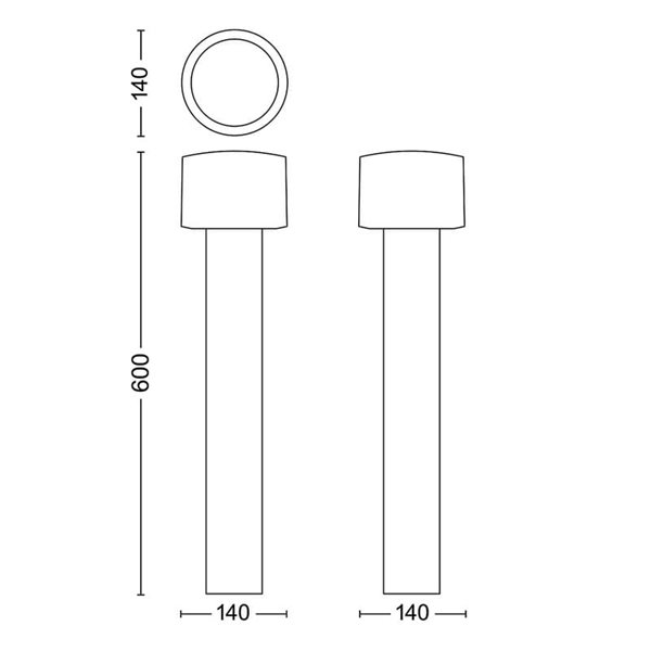 Baliza LED de acero inoxidable OTIS, ultraeficiente 4,3W 800Lm, 2700K