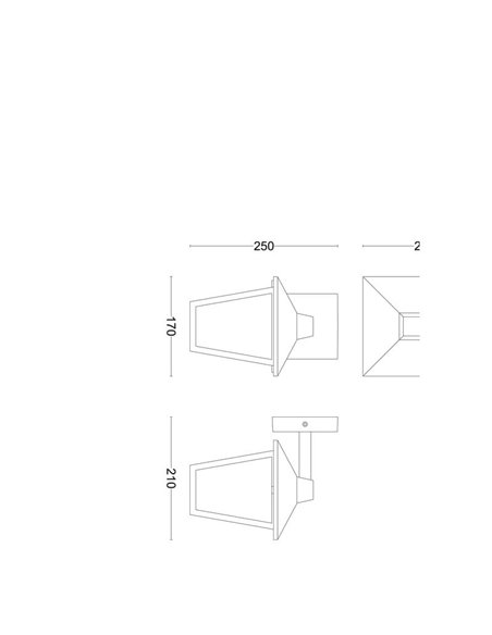 Aplique de pared abajo, para exterior KINNO, negro tipo farola, E27 sin bombilla, max 25W
