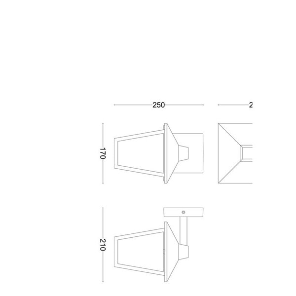Aplique de pared abajo, para exterior KINNO, negro tipo farola, E27 sin bombilla, max 25W