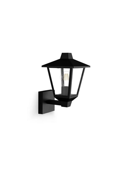 Aplique de pared hacia arriba, para exterior KINNO, negro tipo farola, E27 sin bombilla, max 25W