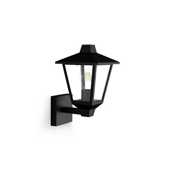 Aplique de pared hacia arriba, para exterior KINNO, negro tipo farola, E27 sin bombilla, max 25W
