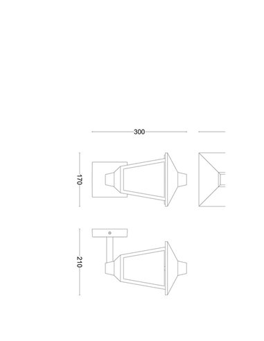Aplique de pared hacia arriba, para exterior KINNO, negro tipo farola, E27 sin bombilla, max 25W