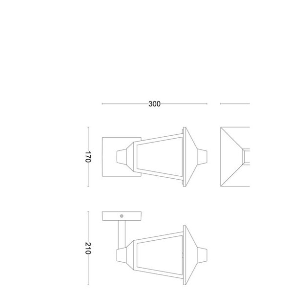 Aplique de pared hacia arriba, para exterior KINNO, negro tipo farola, E27 sin bombilla, max 25W
