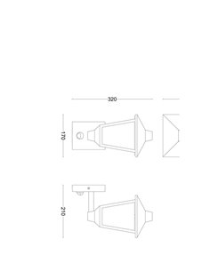 Aplique de pared hacia arriba KINNO, con sensor de movimiento, negro tipo farola, E27 sin bombilla, max 25W 2