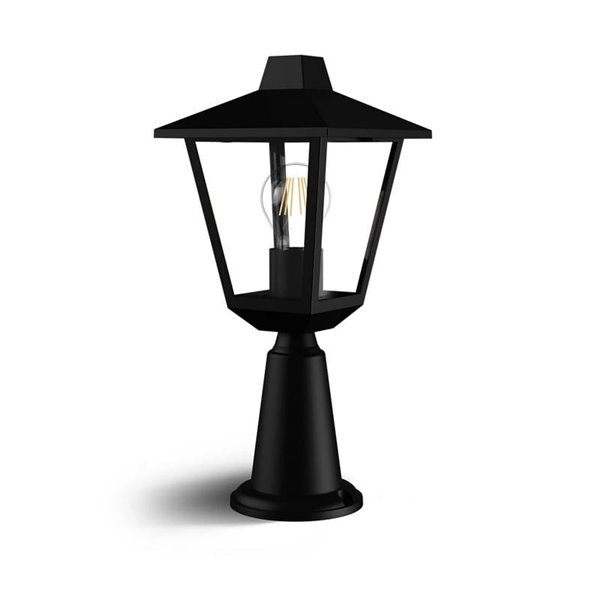 Baliza exterior de aluminio KINNO, negro tipo farola, E27 no incluida, máx 25W