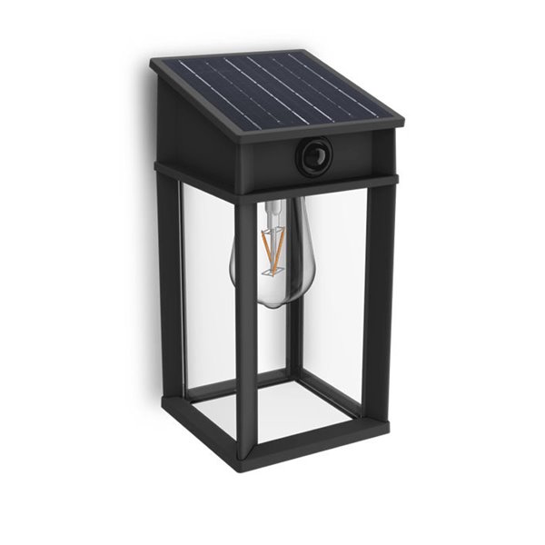 Aplique solar cuadrado exterior GERI SQ, sensor de movimiento, ultraeficiente con bombilla solar reemplazable, 2700K/4000K 