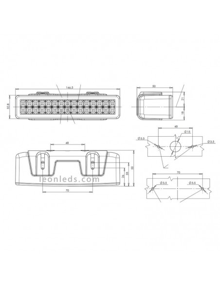 Luz diurna homologada LED 12/24V de Was 30 Leds para vehículos baratas| LeonLeds
