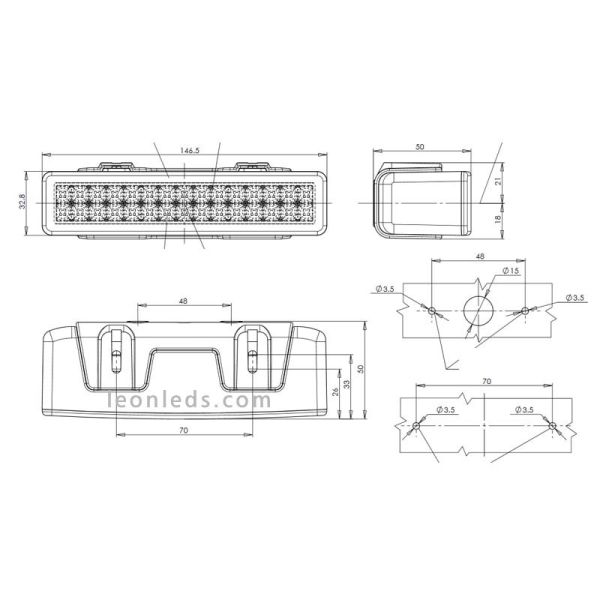 Luz diurna homologada LED 12/24V de Was 30 Leds para vehículos baratas| LeonLeds