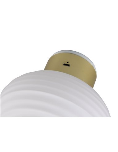 Aplique LED de pared recargable con difusor de vidrio y carga USB EARL 1,5W 140lm 3000K IP20