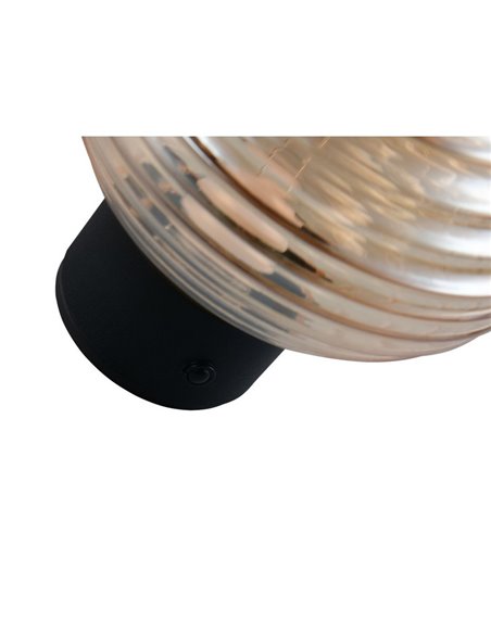 Aplique de pared LED de vidrio EARL con interruptor táctil integrado y carga USB 1,5W 140lm 3000K IP20