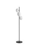 Lámpara de Pie minimalista con 3 tulipas redondas blancas CIAO, 3xE27 Ø18, latón mate/negro