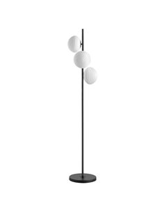 Lámpara de Pie minimalista con 3 tulipas redondas blancas CIAO, 3xE27 Ø18, latón mate/negro 2