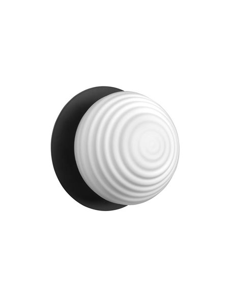 Aplique de pared interior CIAO, con pantalla redonda blanca, 1XE27 Ø18, latón mate/negro