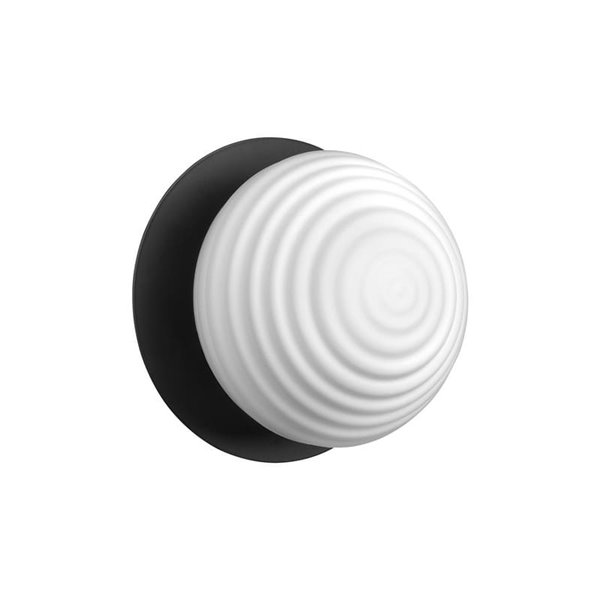 Aplique de pared interior CIAO, con pantalla redonda blanca, 1XE27 Ø18, latón mate/negro
