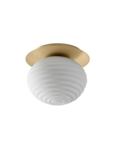 Plafón de techo CIAO, con tulipa redonda a ondas, 1XE27 Ø24, latón mate/negro