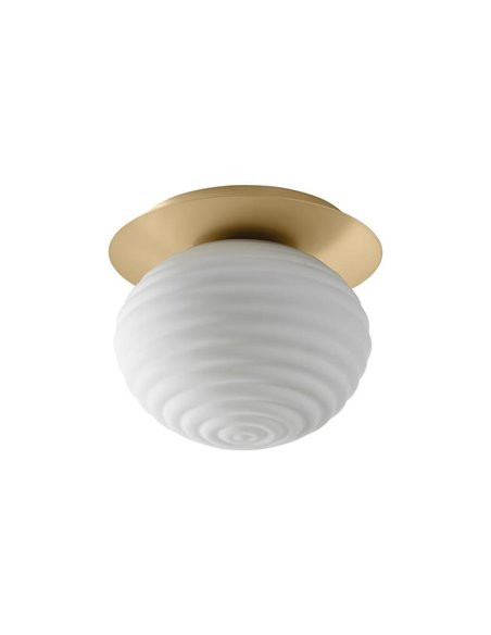 Plafonnier CIAO, avec abat-jour rond en forme de vague, 1XE27 Ø24, laiton mat/noir