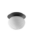Plafón de techo CIAO, con tulipa redonda a ondas, 1XE27 Ø24, latón mate/negro